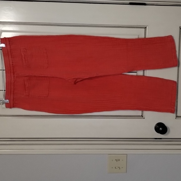 Wonderly Orange Gauze Raw Hem Drawstring Pant Size Medium - Picture 5 of 13